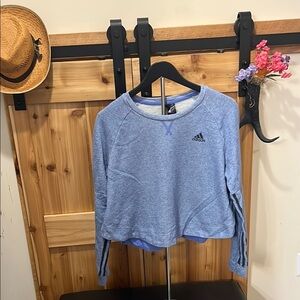 Adidas Blue Cropped Sweatshirt with Long Sleeves